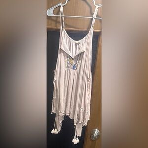 POL Light Pink Flowy Cold-Shoulder Top with Tassels